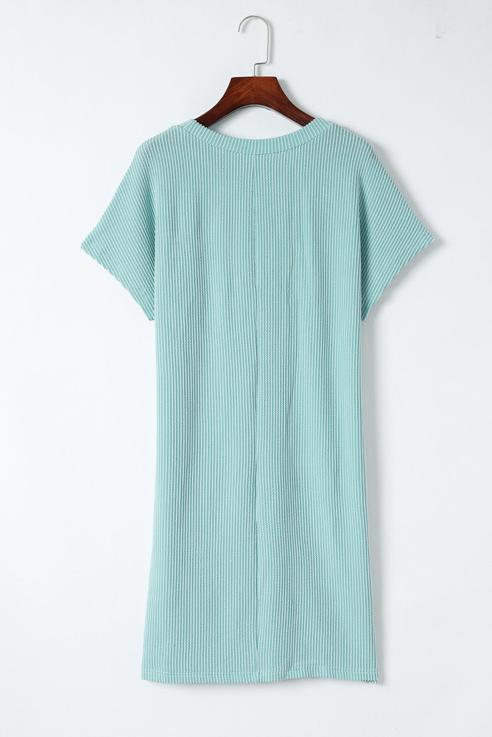 Blue Striped Ribbed Knit T-shirt Shift Dress