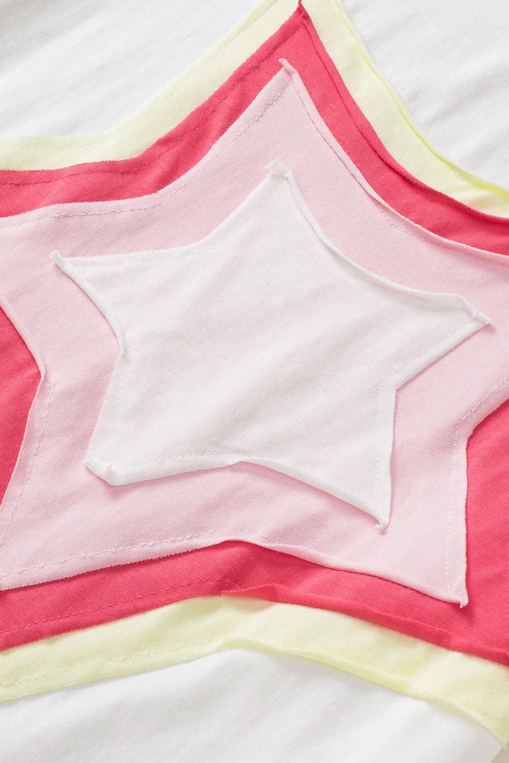 White Colorblock Star Patched Half Sleeve Oversized Tee